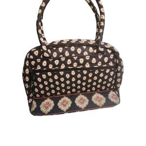 Vera Bradley Multi Compartment Travel Classic Black Shoulder Bag Retired Pattern
